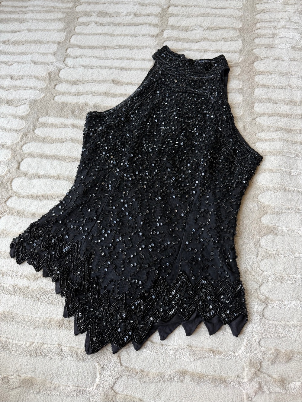 Black Sequin Halter Women's Top Y2K Vintage